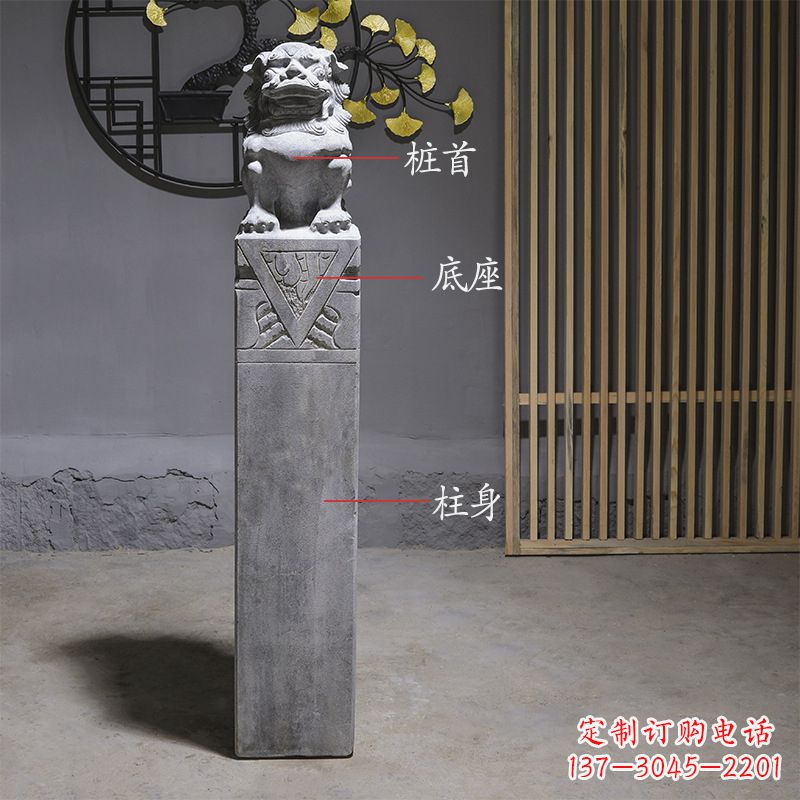江西拴马桩石雕仿古石狮子