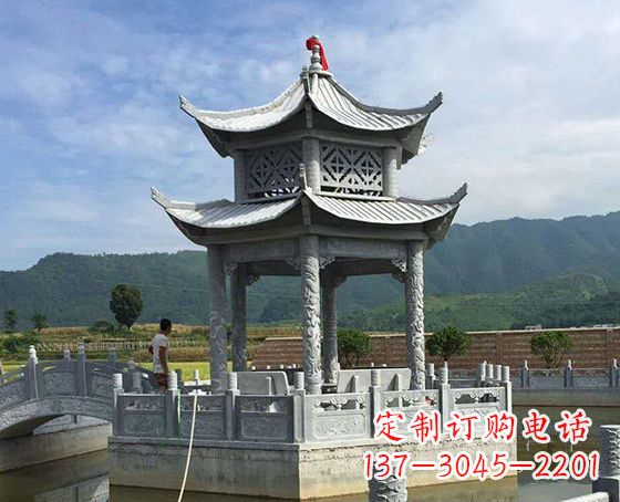 江西双层仿古凉亭石雕_1