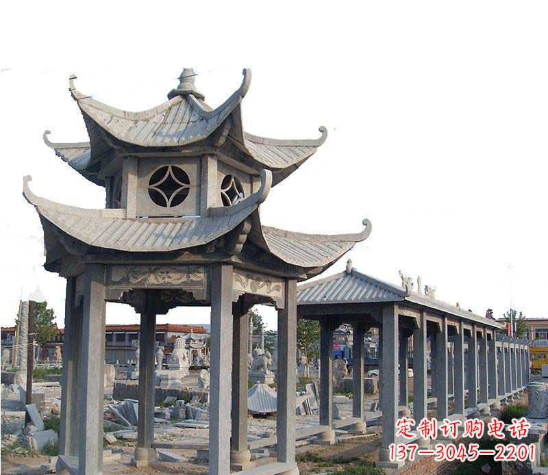 江西双层仿古凉亭石雕