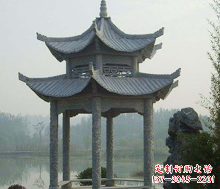江西双层仿古凉亭石雕_2