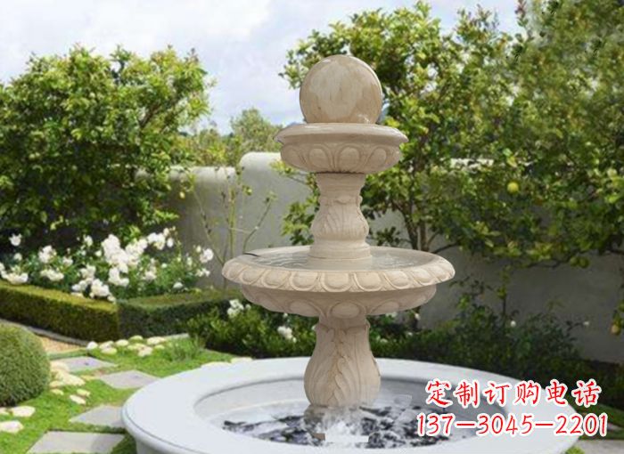 江西双层风水球喷泉别墅石雕