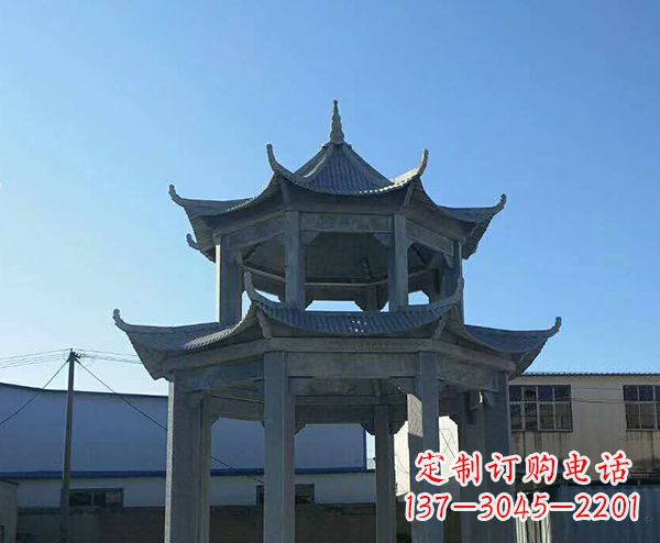 江西双层仿古石凉亭石雕_1