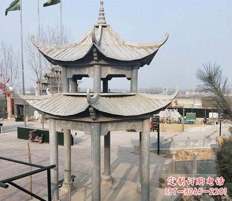 江西双层户外凉亭石雕