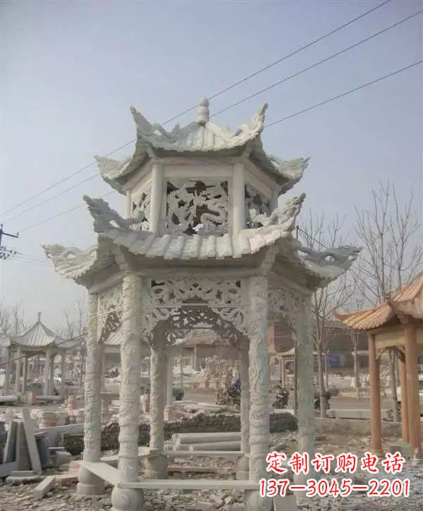 江西双层凉亭石雕