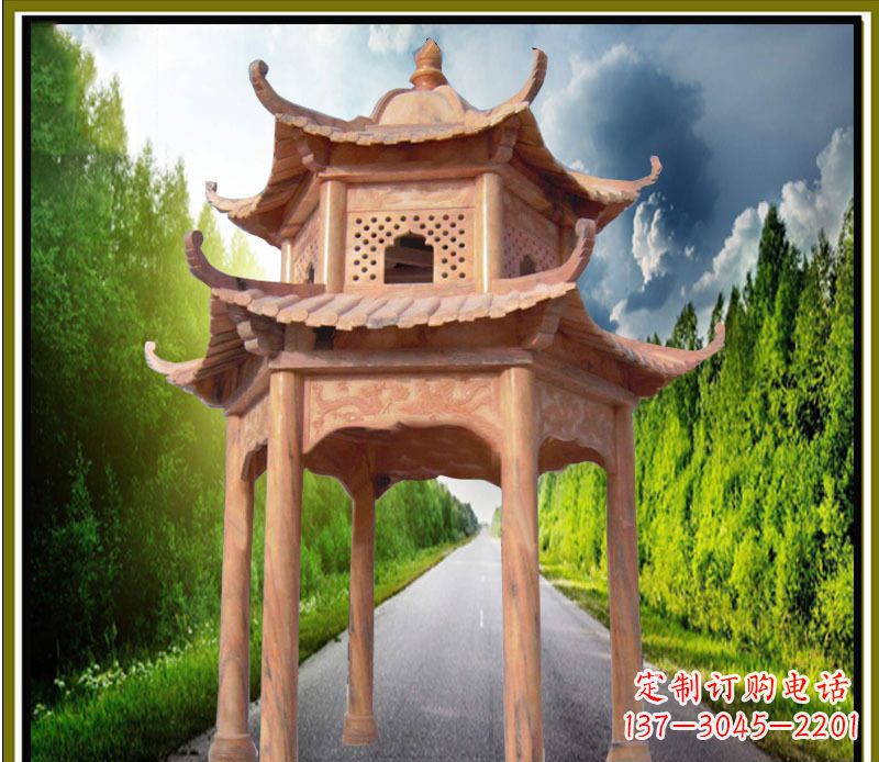 江西双层凉亭园林石雕