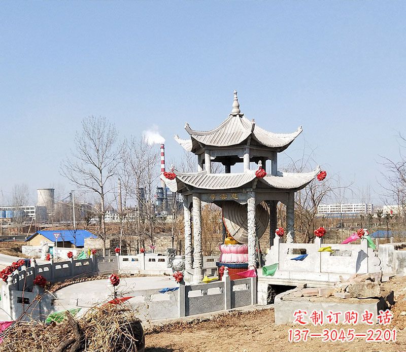 江西双层石凉亭石雕 (2)