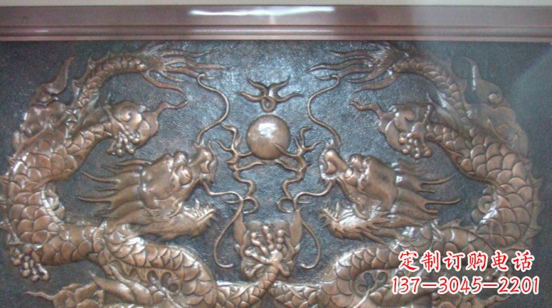江西双龙戏珠锻铜浮雕