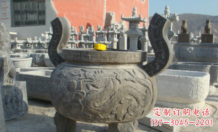 江西双龙戏珠浮雕香炉铜雕