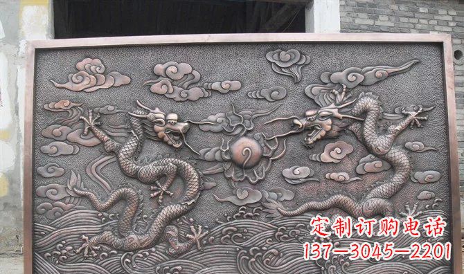 江西双龙戏珠铸铜壁画铜浮雕