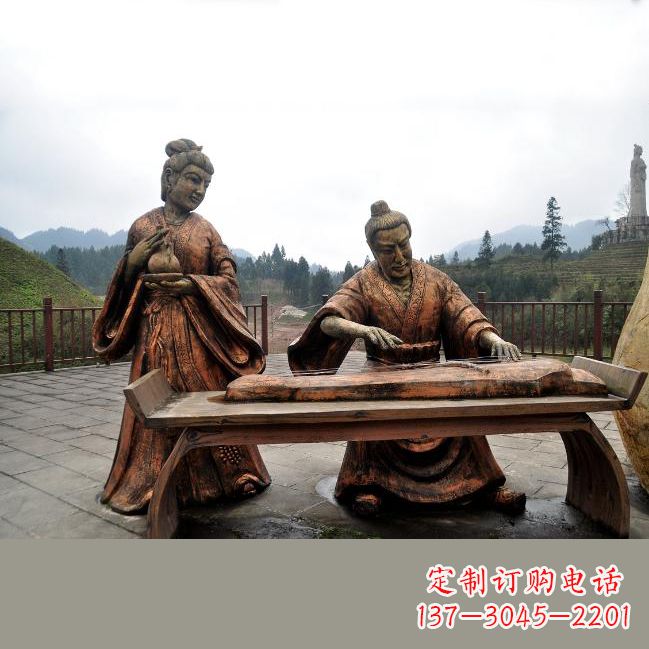 江西司马相如与卓文君铜雕塑像-城市广场历史名人情景雕塑