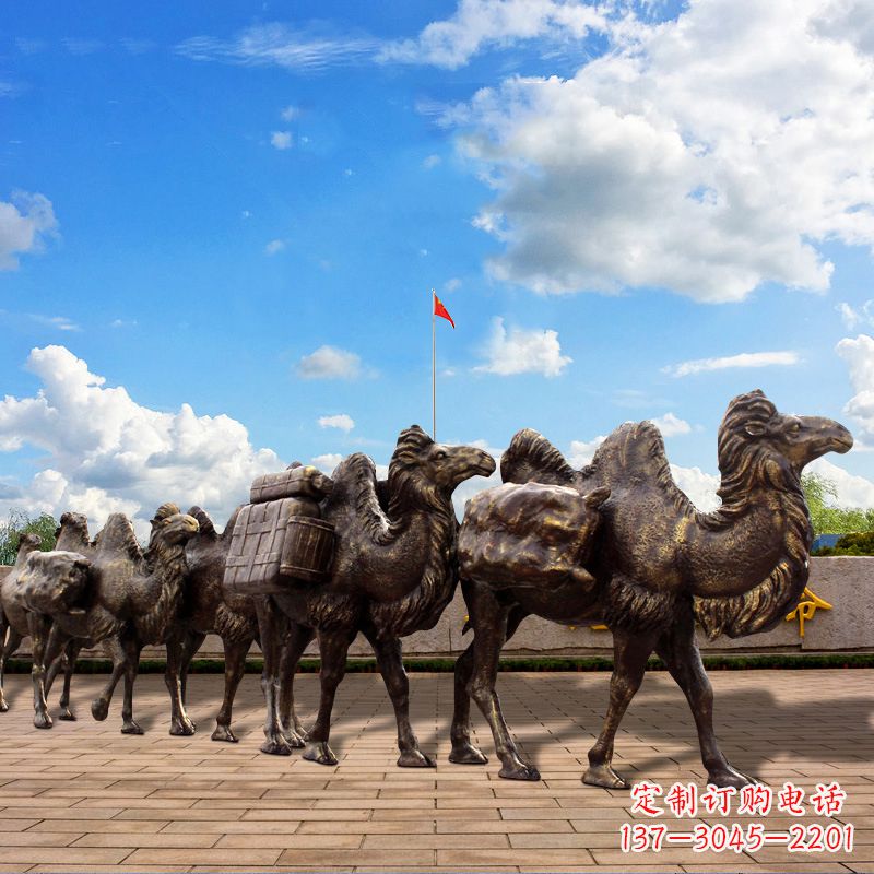 江西丝绸之路骆驼队仿铜景观雕塑