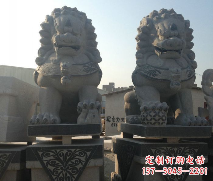 江西寺庙景观仿古石狮子 (2)