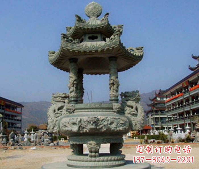 江西寺庙景观仿古石香炉
