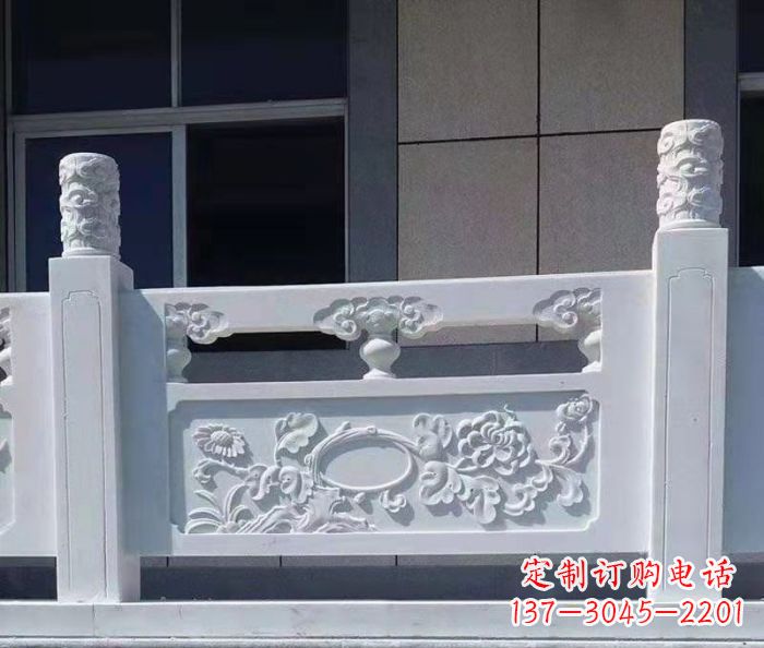 江西寺庙景观汉白玉石浮雕栏板 (4)