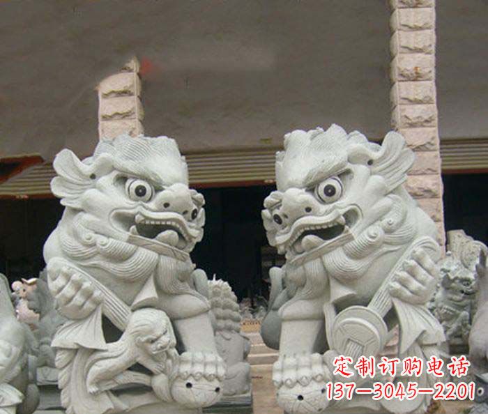 江西寺庙景观南方狮子石雕 (2)