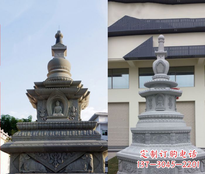 江西寺庙景观舍利塔石雕 (3)