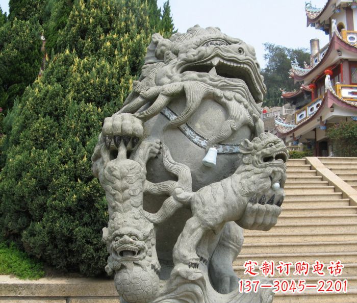 江西寺庙景观狮子石雕