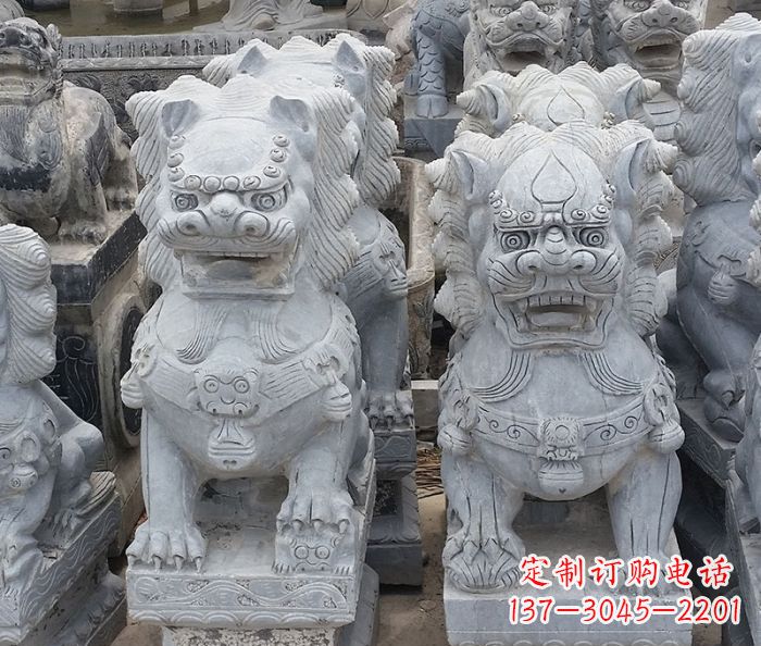 江西寺庙青石狮子石雕
