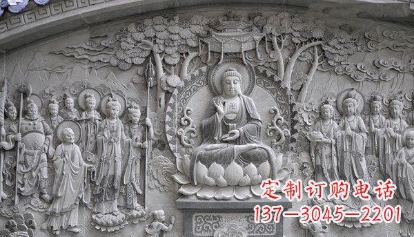 江西寺庙墙壁石浮雕佛像