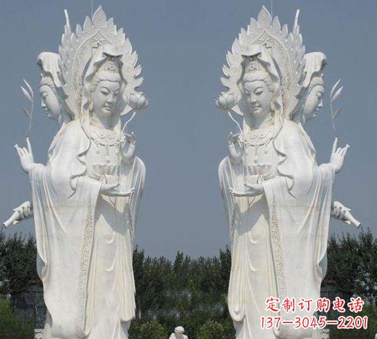 江西寺庙三面观音菩萨雕塑
