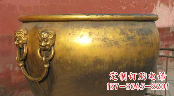 江西寺庙水缸铜雕 (2)