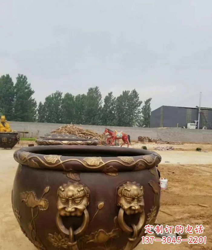 江西寺庙水缸铜雕 (4)