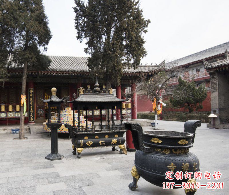 江西寺庙铜香炉铜雕