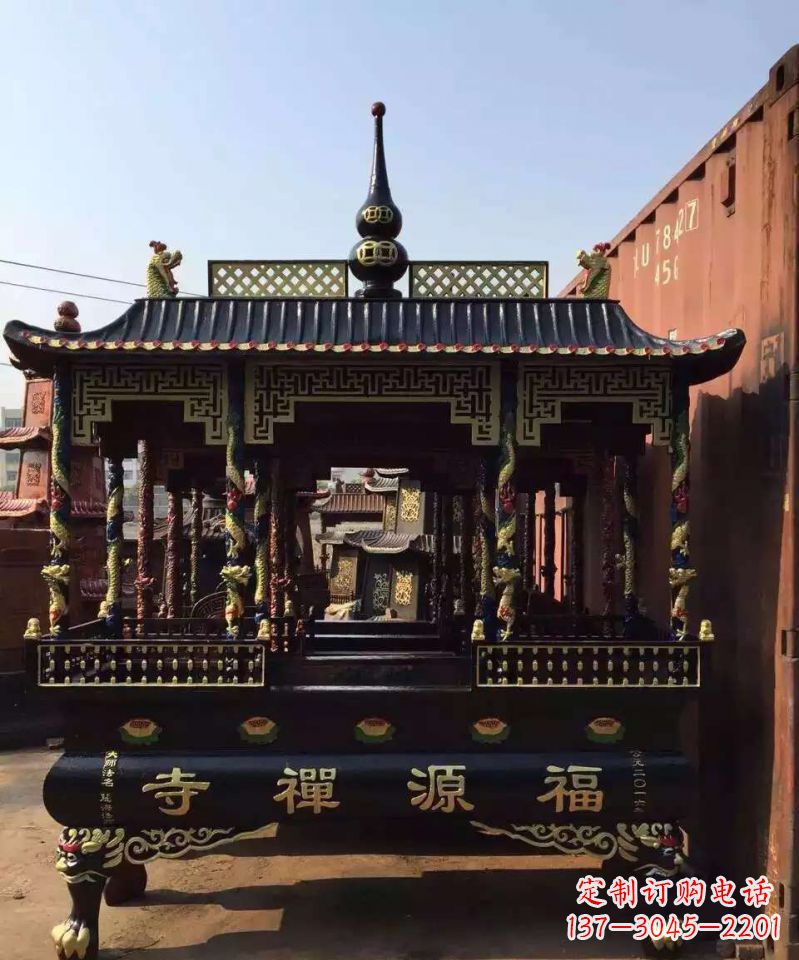 江西寺庙香炉铜雕 (2)