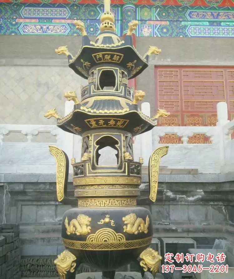 江西寺庙香炉铜雕_1