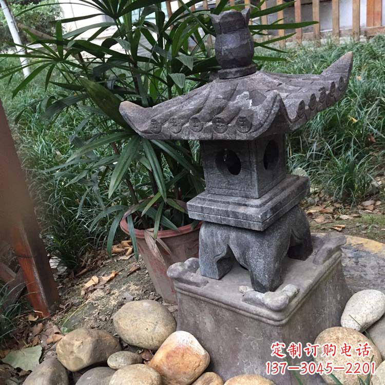 江西寺庙园林青石做旧仿古石灯