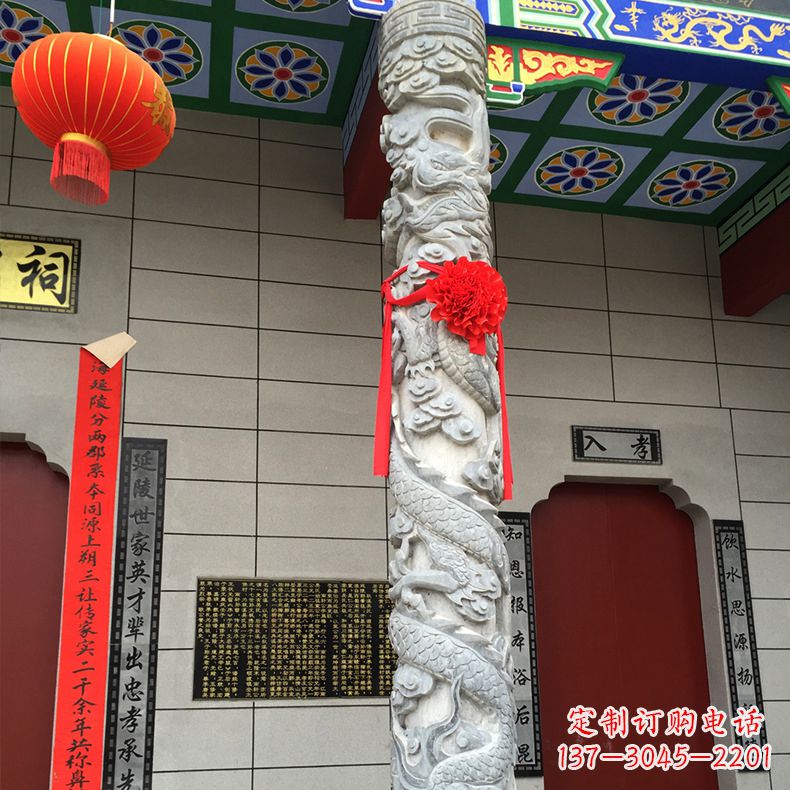 江西寺庙宗祠石材龙柱雕塑