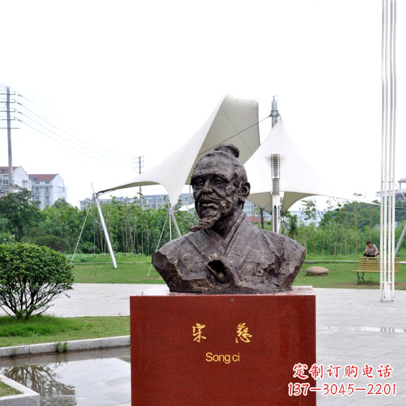 江西宋慈铸铜头像雕塑-古代十大名医园林广场人物雕塑