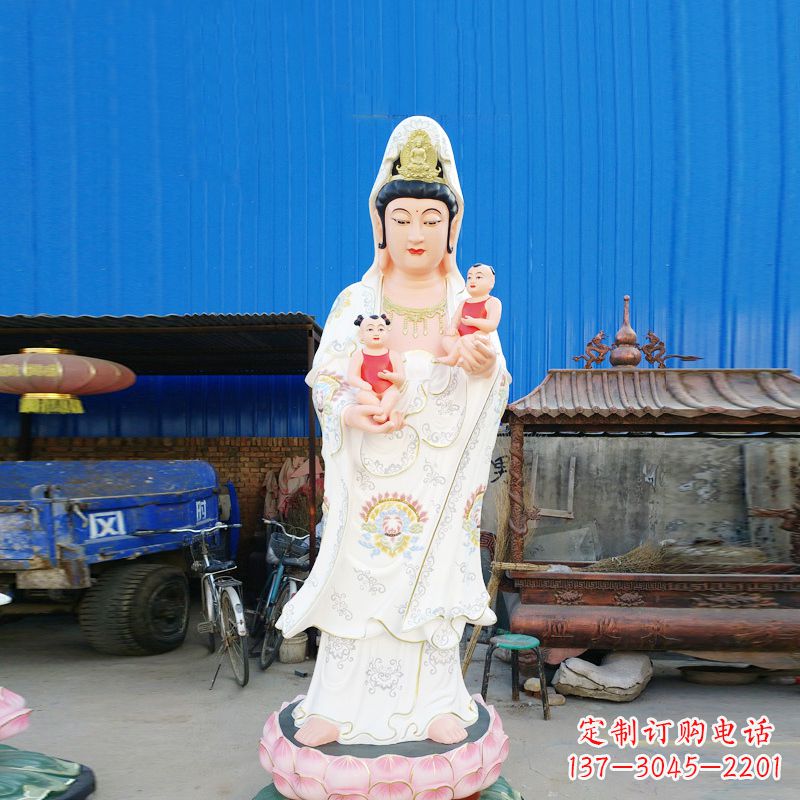 江西送子观音彩绘玻璃钢雕塑