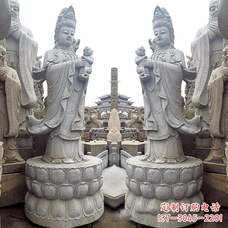 江西送子观音青石雕塑