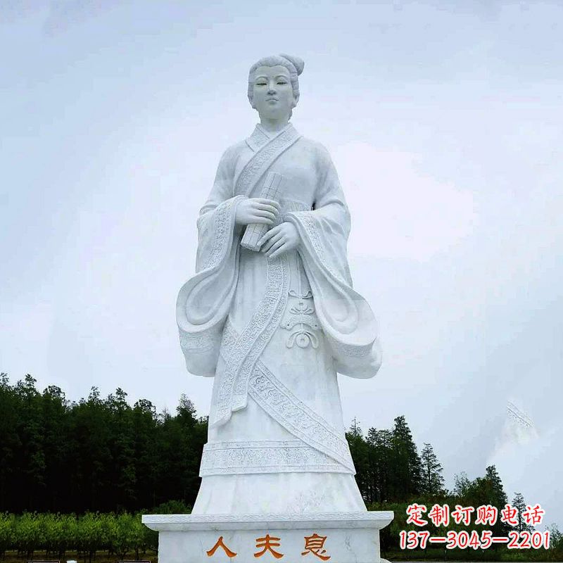 江西桃花夫人息妫汉白玉雕塑-景区园林历史名人古代著名美女雕像