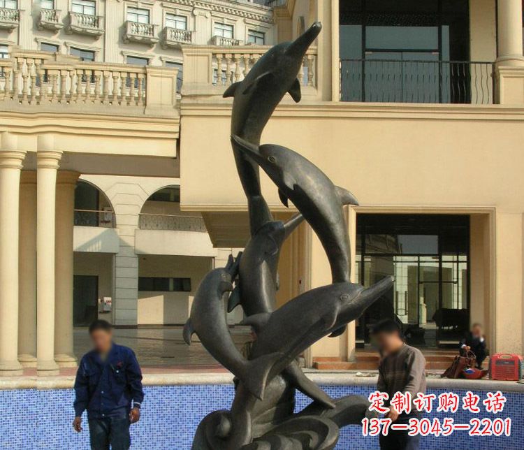 江西跳跃海豚景观铜雕