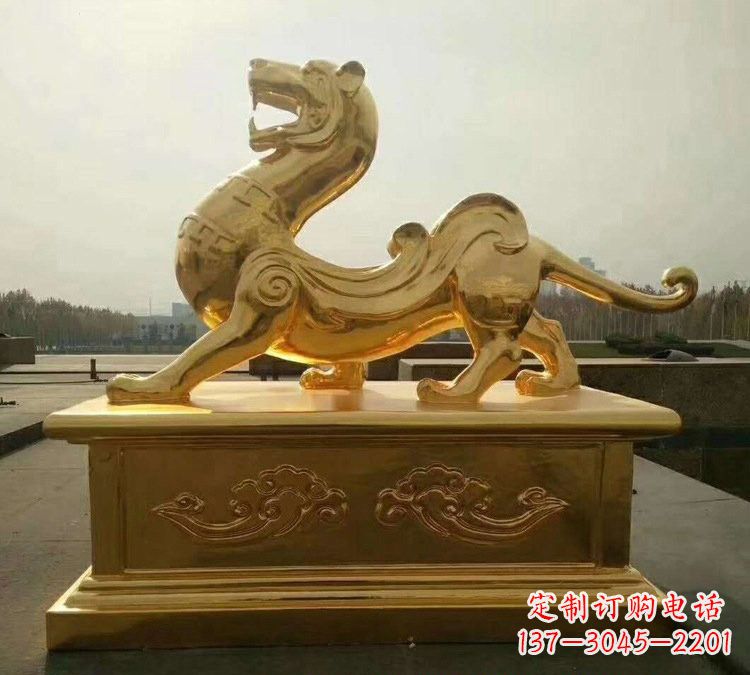 江西贴金古代神兽青龙雕塑