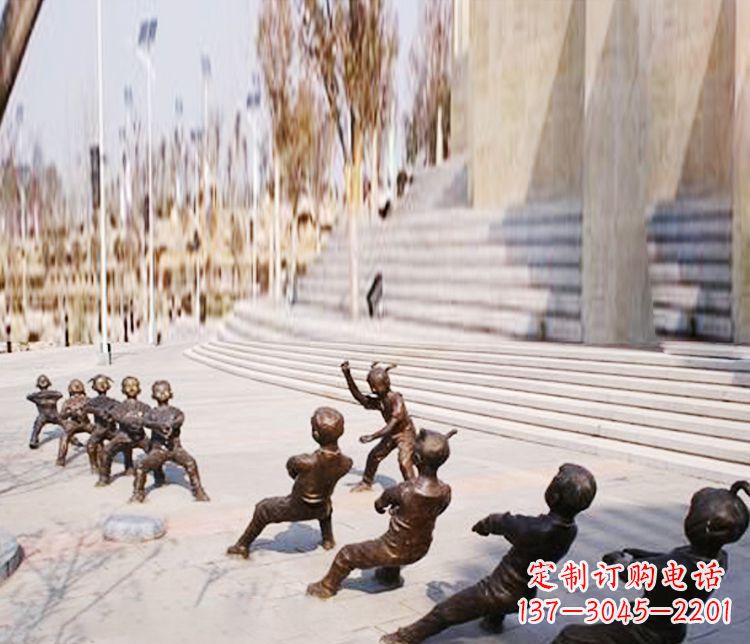 江西铜雕拔河儿童游戏雕塑