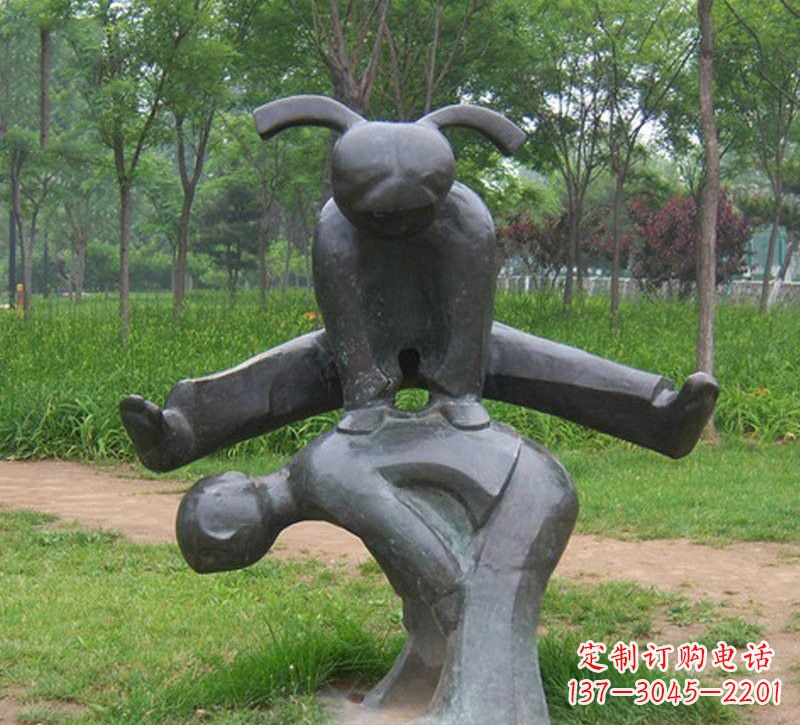 江西铜雕抽象跳山羊儿童