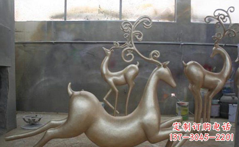 江西铜雕抽象树枝梅花鹿雕塑