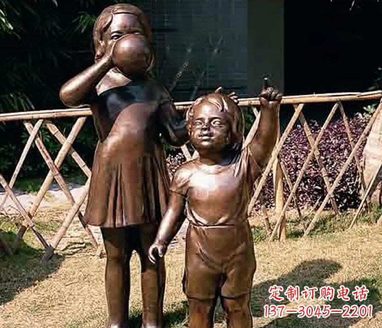 江西铜雕吹气球儿童