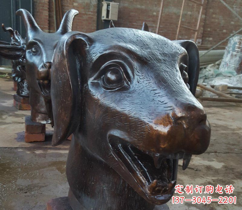 江西铜雕广场生肖动物头像装饰摆件