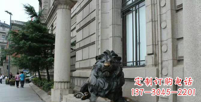 江西铜雕跪姿狮子