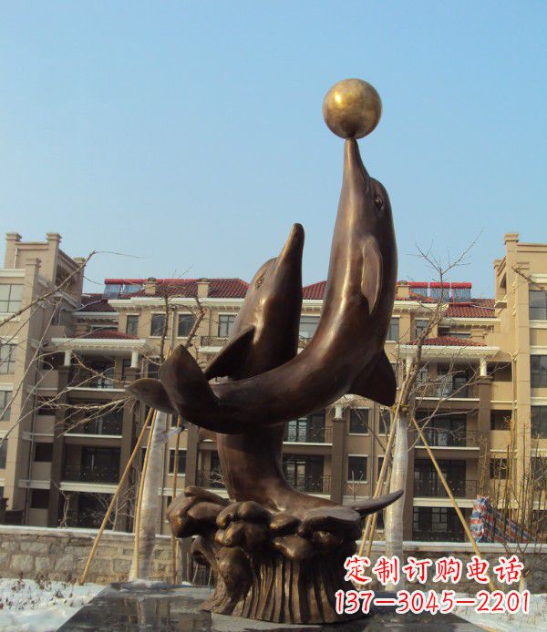 江西铜雕海豚雕塑 (2)