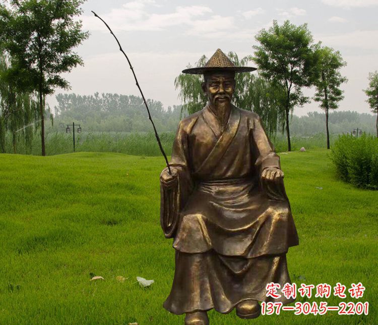 江西铜雕姜太公钓鱼
