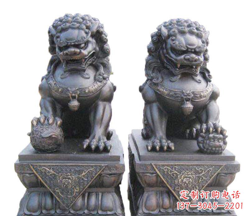 江西铜雕酒店镇宅招财狮子摆件 (2)