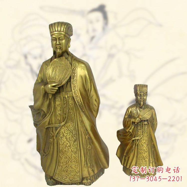江西铜雕名人诸葛亮雕像-纯铜铸造三国人物雕塑