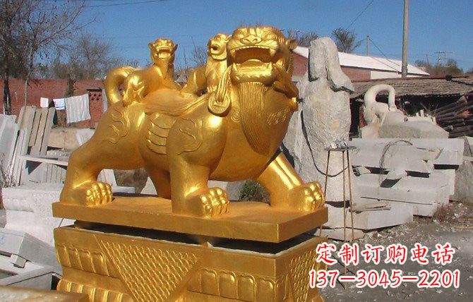 江西铜雕母子貔貅