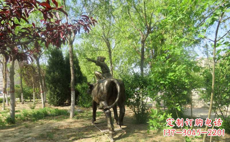 江西铜雕牧童骑牛雕塑