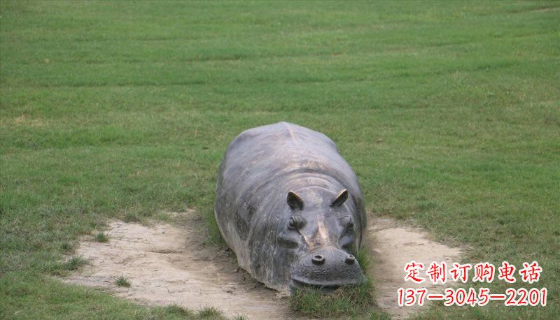 江西铜雕趴着的河马